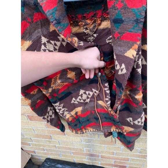 Ralph Lauren Brown Southwestern Sweater Cardigan Native Coat Aztec Camping Ranch - Picture 8 of 9